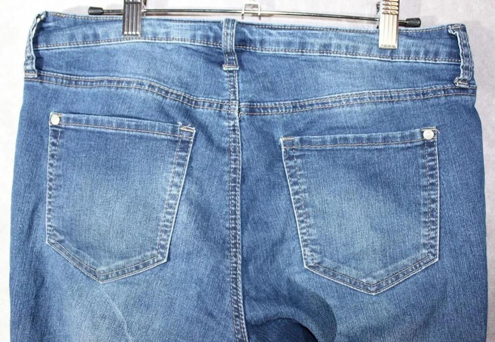 ND Skinny Jeans Womens 6 Blue Medium Wash Mid Rise Distressed Stretch Denim